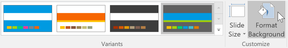 clicking the Format Background command clicking the Format Background command